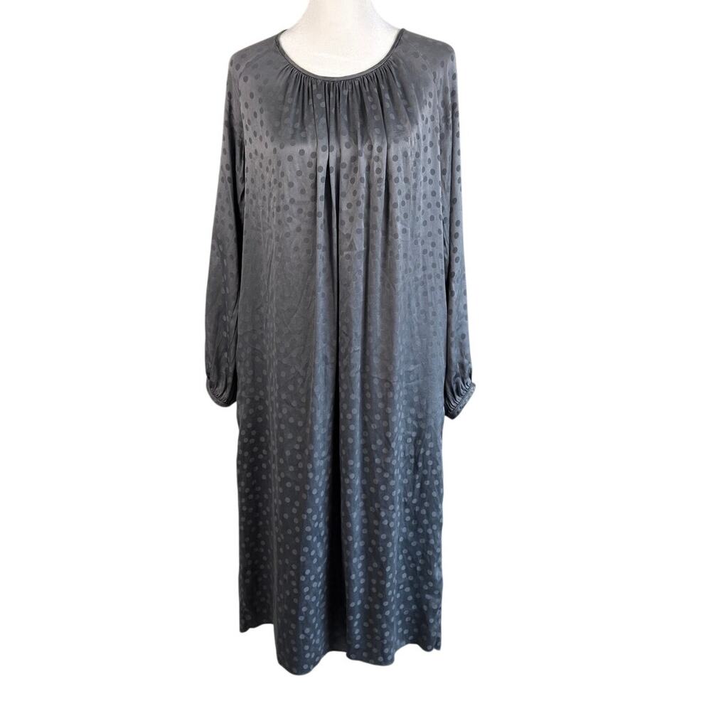 Aritizia Wilfred Silk Polka Dot Long Sleeve Midi Dress Gray XS